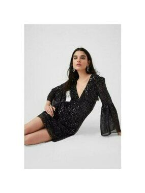 FRENCH CONNECTION Cellienne Sequin Long Sleeve Minidress, Sz 6, NWT